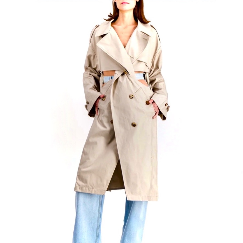 Coperni Twisted Cut Out Trench Coat Sand Colored Sz US6/M